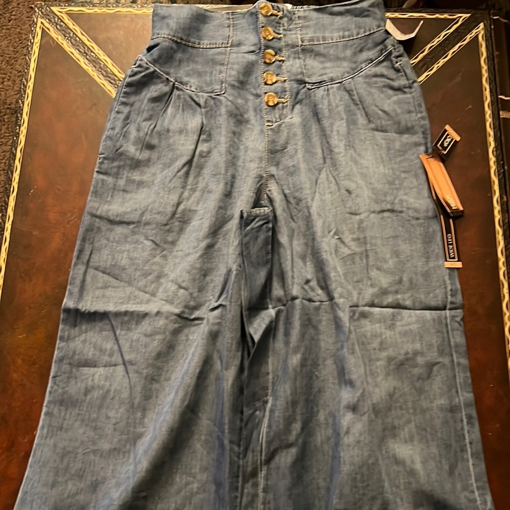 Denim high waisted wide leg